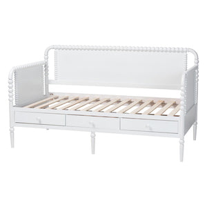 Baxton Studio Lucera Bobbin Spindle Daybed with 3 Storage Drawers in Rubberwood