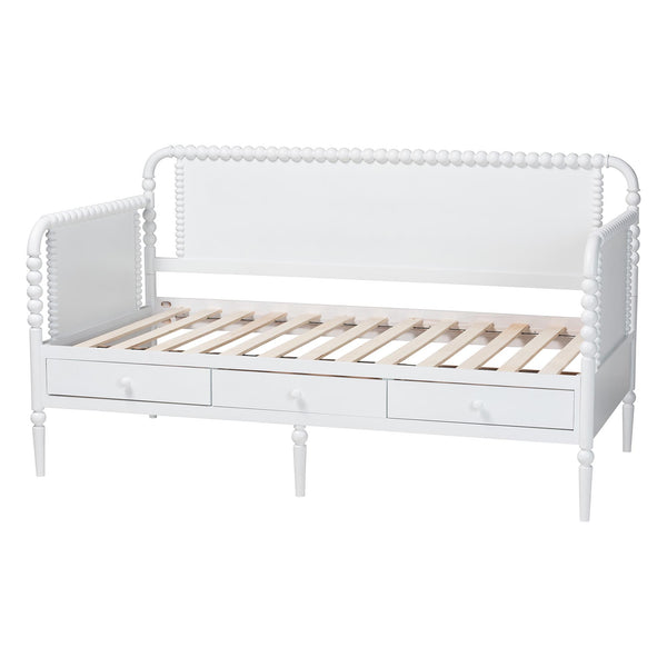 Baxton Studio Lucera Bobbin Spindle Daybed with 3 Storage Drawers in Rubberwood