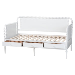 Baxton Studio Lucera Bobbin Spindle Daybed with 3 Storage Drawers in Rubberwood