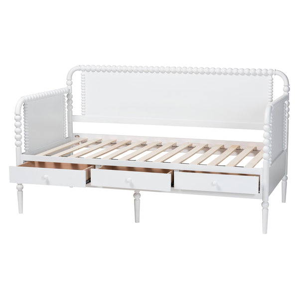 Baxton Studio Lucera Bobbin Spindle Daybed with 3 Storage Drawers in Rubberwood