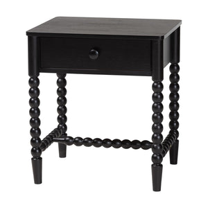 Baxton Studio Lucera Full Bedroom Set Rubberwood Spindle Bed with Storage Nightstands
