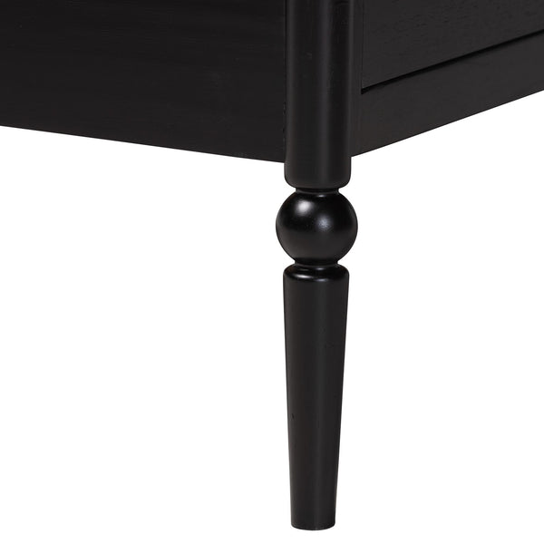 Baxton Studio Lucera Full Platform Bed Set with Spindle Details and Storage Drawers