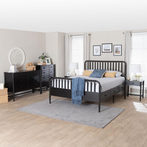 Baxton Studio Lucera Full Platform Bed Set Rubberwood Spindle 5 Piece Bedroom