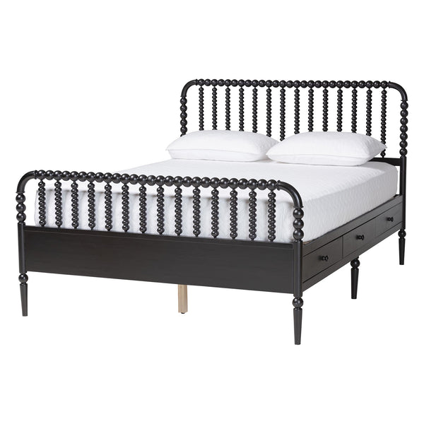 Baxton Studio Lucera Full Platform Bed Set Rubberwood Spindle 5 Piece Bedroom