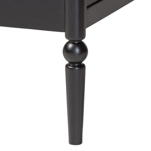 Baxton Studio Lucera Rubberwood Platform Bed Bobbin Spindle Frame with Six Storage Drawers