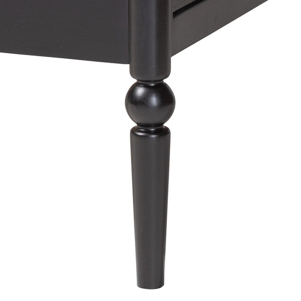 Baxton Studio Lucera Rubberwood Platform Bed Bobbin Spindle Frame with Six Storage Drawers