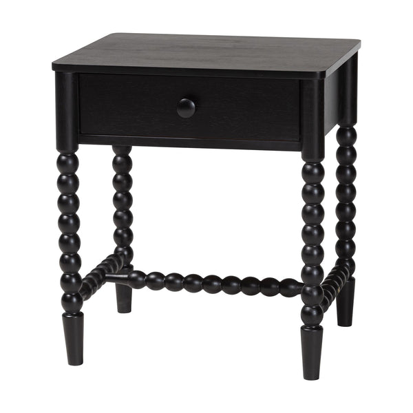 Baxton Studio Lucera Twin Storage Bed Set with Bobbin Spindle Rubberwood Frame