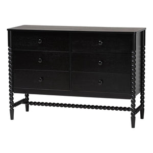 Baxton Studio Lucera Mid-century Twin Bedroom Set with Bobbin Spindle Storage Drawers