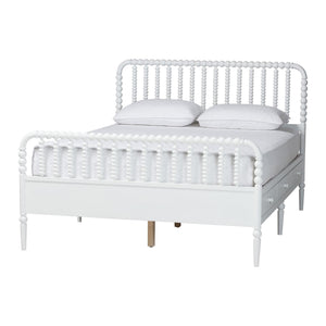 Baxton Studio Baxton Studio Lucera Rubberwood Platform Bed Bobbin Spindle Frame with Six Storage Drawers White Full MG0110-8-White-Full