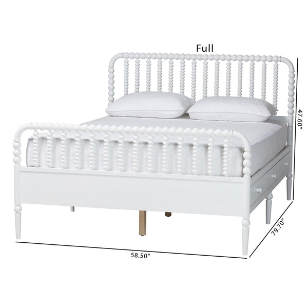 Baxton Studio Lucera Rubberwood Platform Bed Bobbin Spindle Frame with Six Storage Drawers