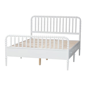 Baxton Studio Lucera Rubberwood Platform Bed Bobbin Spindle Frame with Six Storage Drawers