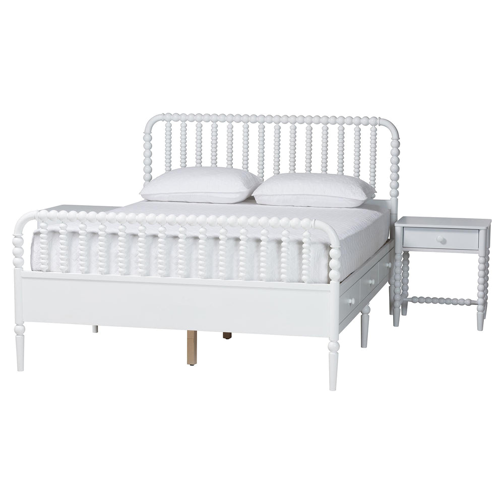 Baxton Studio Baxton Studio Lucera Full Platform Bed Set with Storage Drawers and Two Nightstands MG0110-8-White-Full 3PC Bedroom Set