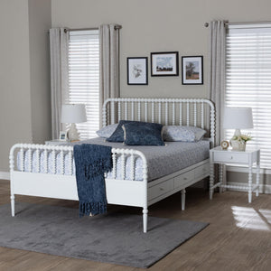 Baxton Studio Lucera Full Platform Bed Set with Storage Drawers and Two Nightstands