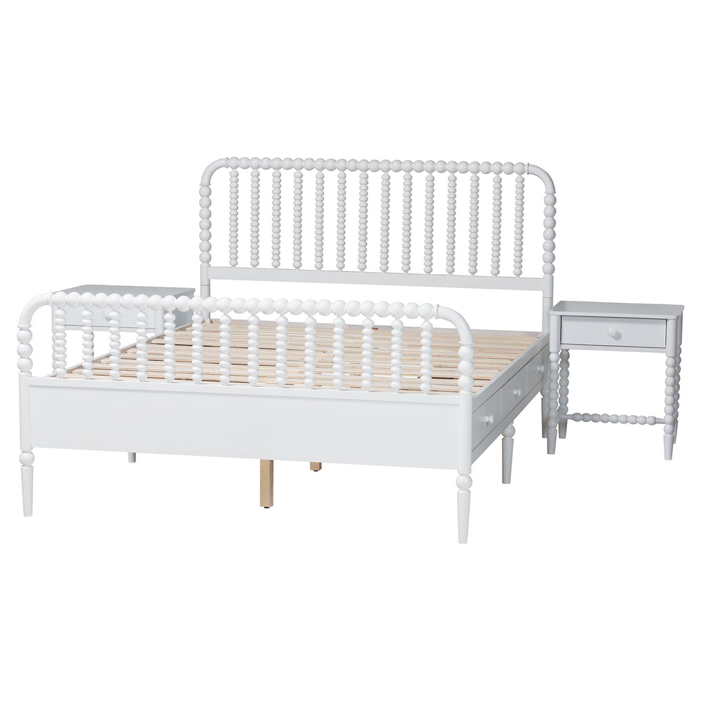 Baxton Studio Baxton Studio Lucera Full Platform Bed Set with Storage Drawers and Two Nightstands MG0110-8-White-Full 3PC Bedroom Set