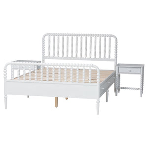 Baxton Studio Lucera Full Platform Bed Set with Storage Drawers and Two Nightstands