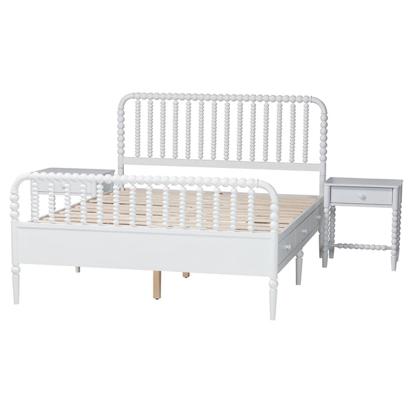 Baxton Studio Lucera Full Platform Bed Set with Storage Drawers and Two Nightstands