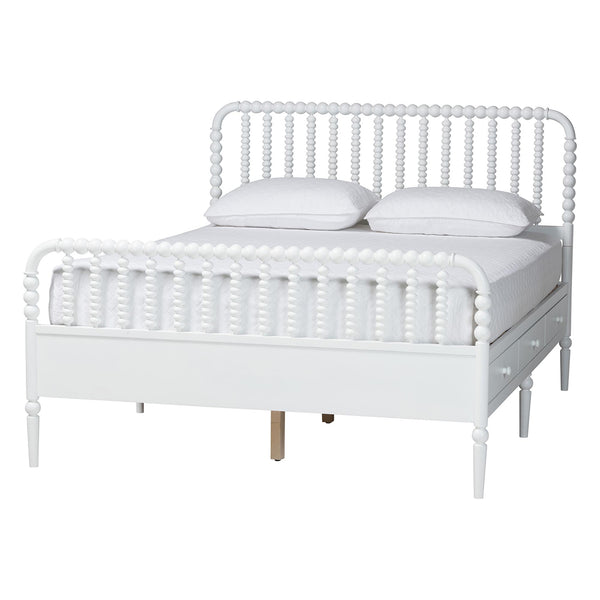 Baxton Studio Lucera Full Platform Bed Set with Storage Drawers and Two Nightstands