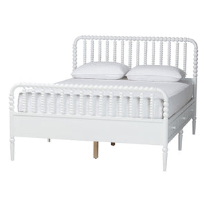 Baxton Studio Lucera Full Bedroom Set Spindle Bed Dresser Nightstands White