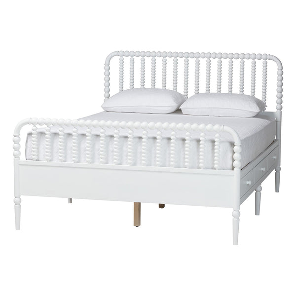 Baxton Studio Lucera Full Bedroom Set Spindle Bed Dresser Nightstands White