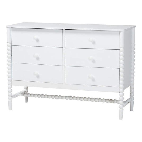Baxton Studio Lucera Full Bedroom Set Spindle Bed Dresser Nightstands White