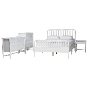 Baxton Studio Baxton Studio Lucera Full Bedroom Set Spindle Accents Storage Platform White MG0110-8-White-Full 5PC Bedroom Set