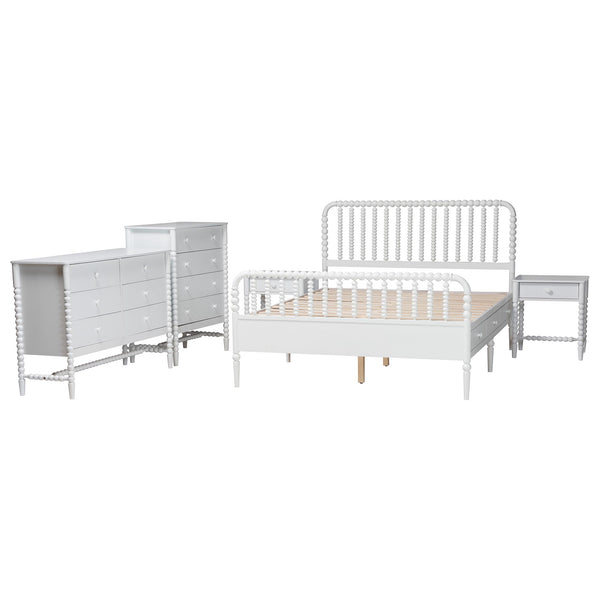 Baxton Studio Lucera Full Bedroom Set Spindle Accents Storage Platform White