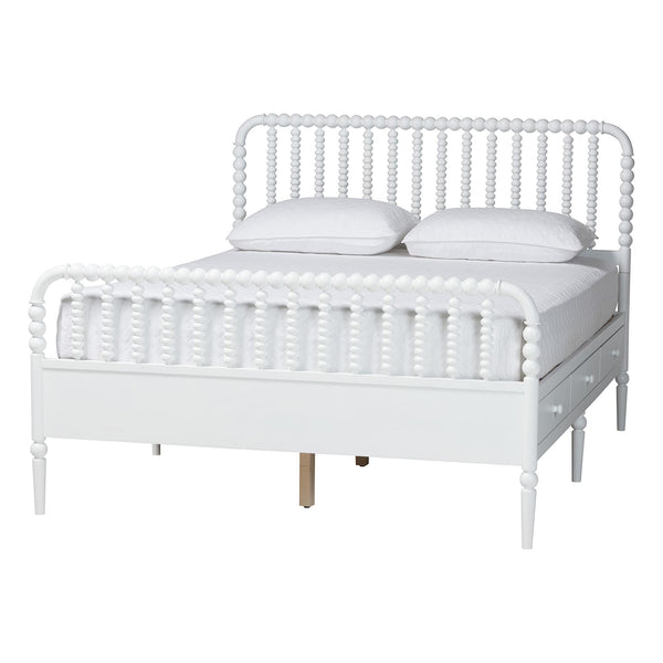 Baxton Studio Lucera Full Bedroom Set Spindle Accents Storage Platform White