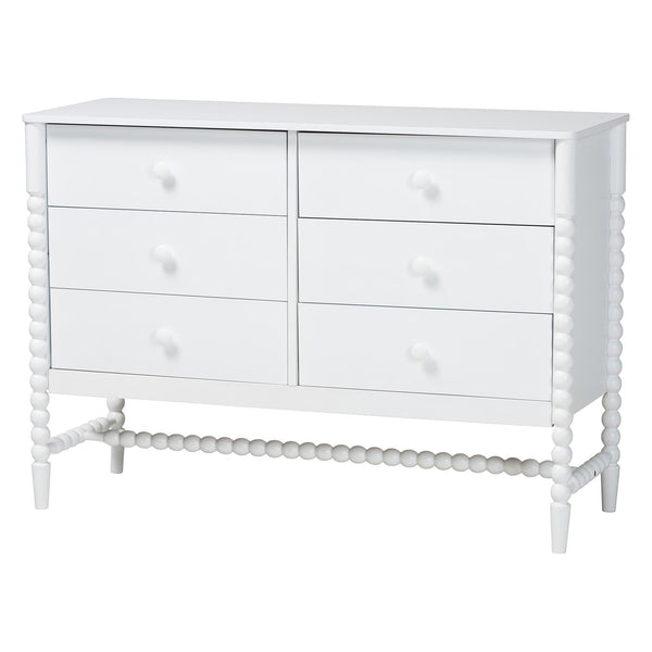 Baxton Studio Lucera Full Bedroom Set Spindle Accents Storage Platform White