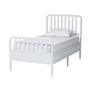 Baxton Studio Lucera Rubberwood Platform Bed Bobbin Spindle Frame with Six Storage Drawers