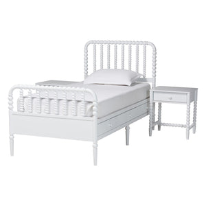 Baxton Studio Baxton Studio Lucera Twin Platform Bed Set with Spindle Details and Storage Drawers MG0110-8-White-Twin 3PC Bedroom Set