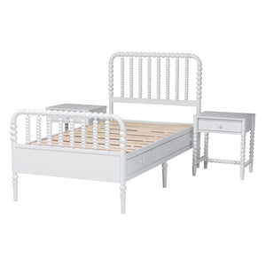Baxton Studio Lucera Twin Platform Bed Set with Spindle Details and Storage Drawers