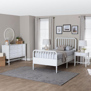 Baxton Studio Lucera Twin Platform Bed Set Rubberwood Spindle Farmhouse Storage