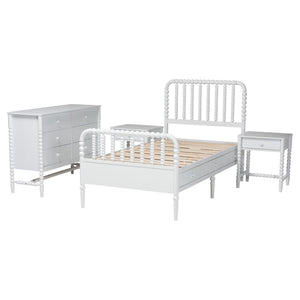 Baxton Studio Lucera Twin Platform Bed Set Rubberwood Spindle Farmhouse Storage