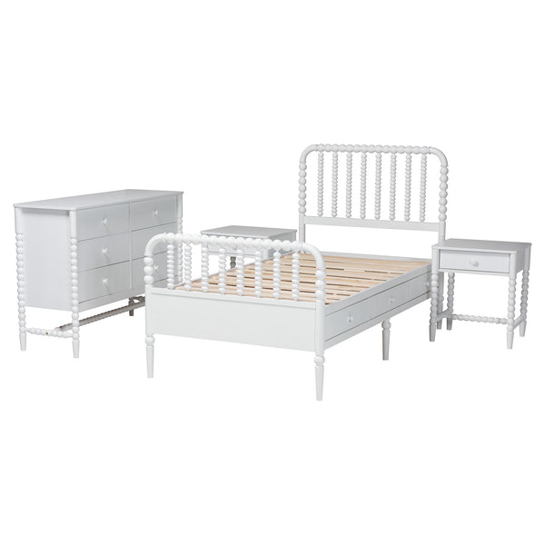 Baxton Studio Lucera Twin Platform Bed Set Rubberwood Spindle Farmhouse Storage