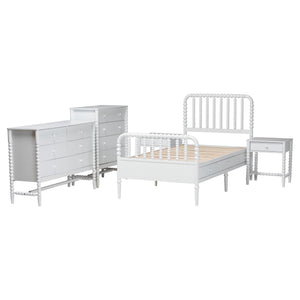 Baxton Studio Lucera Twin Bedroom Set Rubberwood Spindle Storage White 5 Piece