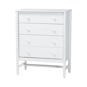 Baxton Studio Lucera Twin Bedroom Set Rubberwood Spindle Storage White 5 Piece