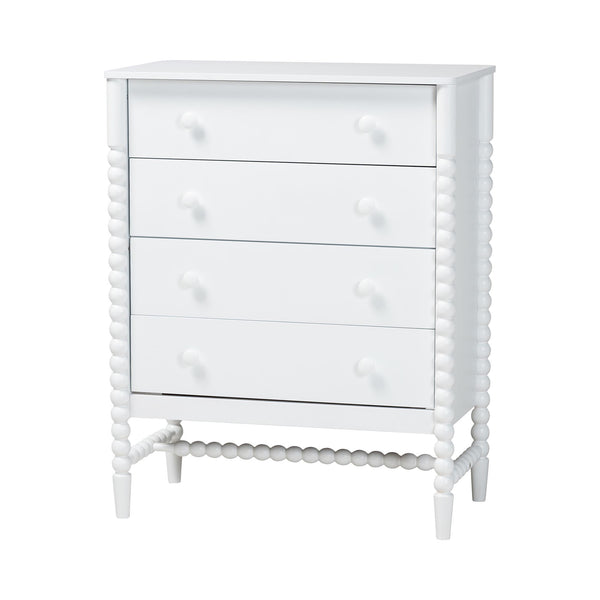 Baxton Studio Lucera Twin Bedroom Set Rubberwood Spindle Storage White 5 Piece
