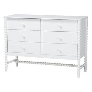 Baxton Studio Lucera Twin Bedroom Set Rubberwood Spindle Storage White 5 Piece