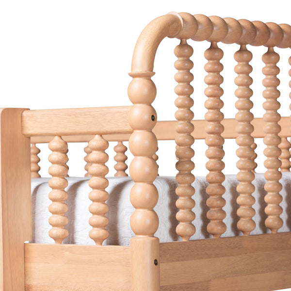 Baxton Studio Lucera Rubberwood Spindle Bunk Bed with Ladder and Guard Rail for Kids