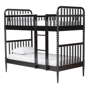 Baxton Studio Lucera Rubberwood Spindle Bunk Bed with Ladder and Guard Rail for Kids