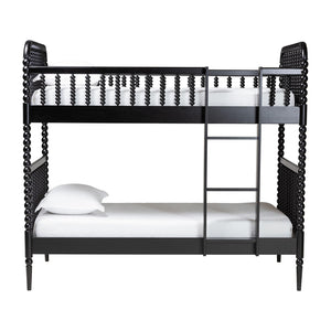 Baxton Studio Lucera Rubberwood Spindle Bunk Bed with Ladder and Guard Rail for Kids
