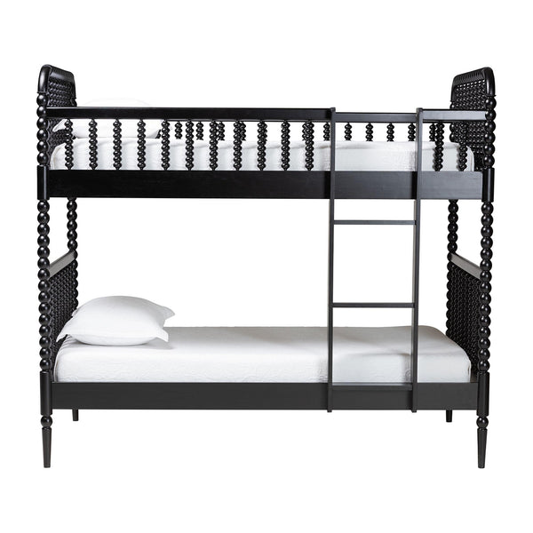 Baxton Studio Lucera Rubberwood Spindle Bunk Bed with Ladder and Guard Rail for Kids