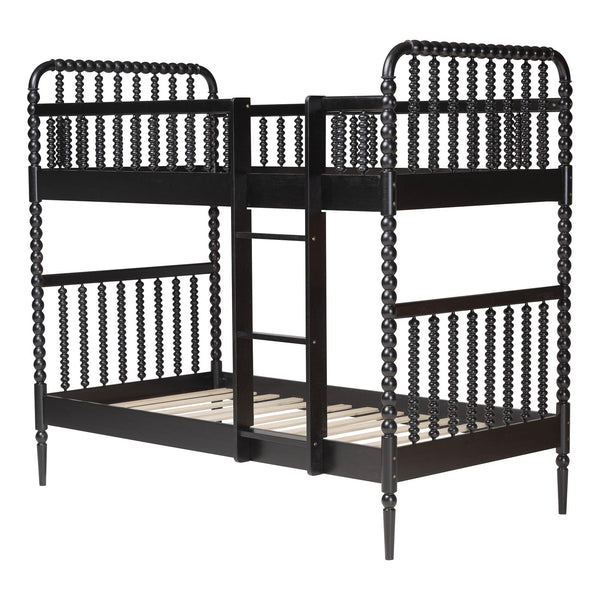 Baxton Studio Lucera Rubberwood Spindle Bunk Bed with Ladder and Guard Rail for Kids