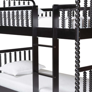 Baxton Studio Lucera Rubberwood Spindle Bunk Bed with Ladder and Guard Rail for Kids