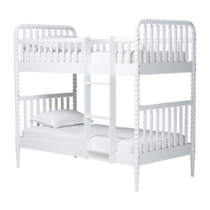 Baxton Studio Baxton Studio Lucera Rubberwood Spindle Bunk Bed with Ladder and Guard Rail for Kids White MG0110-9-White-Twin-Bunk Bed