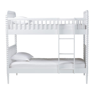 Baxton Studio Lucera Rubberwood Spindle Bunk Bed with Ladder and Guard Rail for Kids