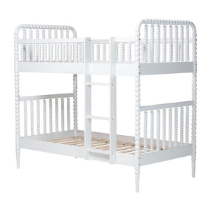 Baxton Studio Lucera Rubberwood Spindle Bunk Bed with Ladder and Guard Rail for Kids