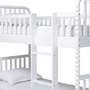 Baxton Studio Lucera Rubberwood Spindle Bunk Bed with Ladder and Guard Rail for Kids