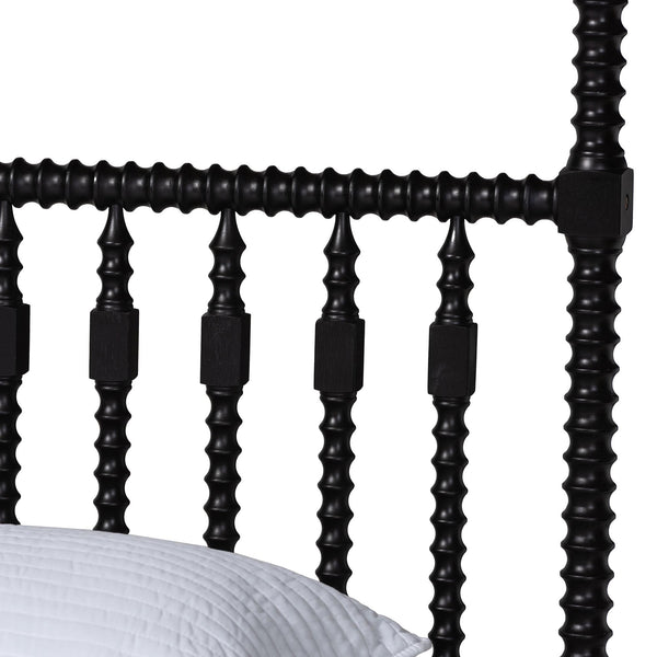 Baxton Studio Callison Rubberwood Canopy Bed Farmhouse Spindle King Frame