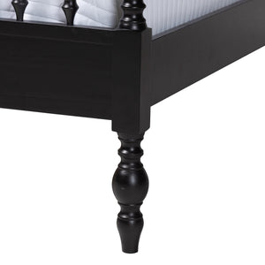 Baxton Studio Callison Rubberwood Canopy Bed Farmhouse Spindle King Frame
